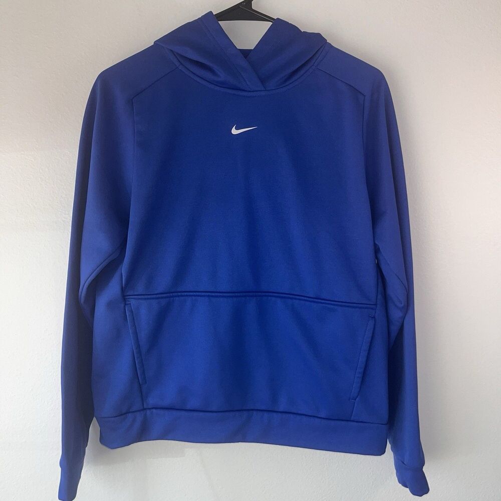 Nike Therma-FIT Hoodie Boys XL Pullover Fleece Swoosh Blue Cozy